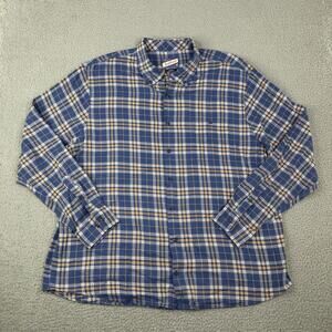 Johnnie O Ferguson Surflannel Blue Plaid Shirt Long Sleeve Button Down Men's XXL